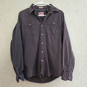 Wrangler Vintage Wash Womens Button Up Shirt Brown Long Sleeve Utility Cotton...